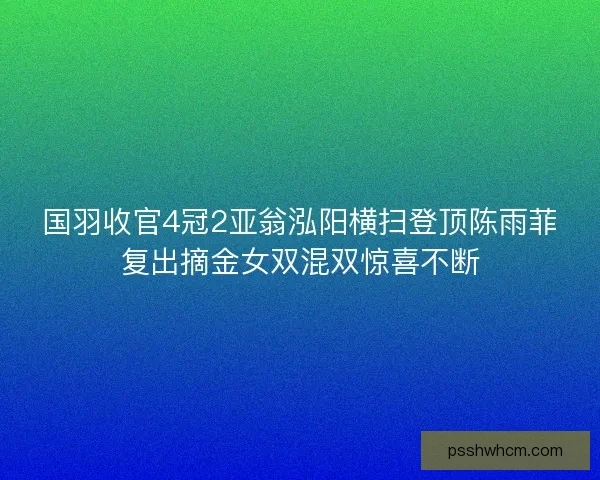 国羽收官4冠2亚翁泓阳横扫登顶陈雨菲复出摘金女双混双惊喜不断