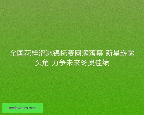 全国花样滑冰锦标赛圆满落幕 新星崭露头角 力争未来冬奥佳绩